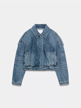Zara Denim Jacket with shoulder tabs XXL